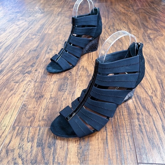 Donald J Pliner • Jada Stretch Wedge Sandal black cage gladiator heel - Picture 12 of 12
